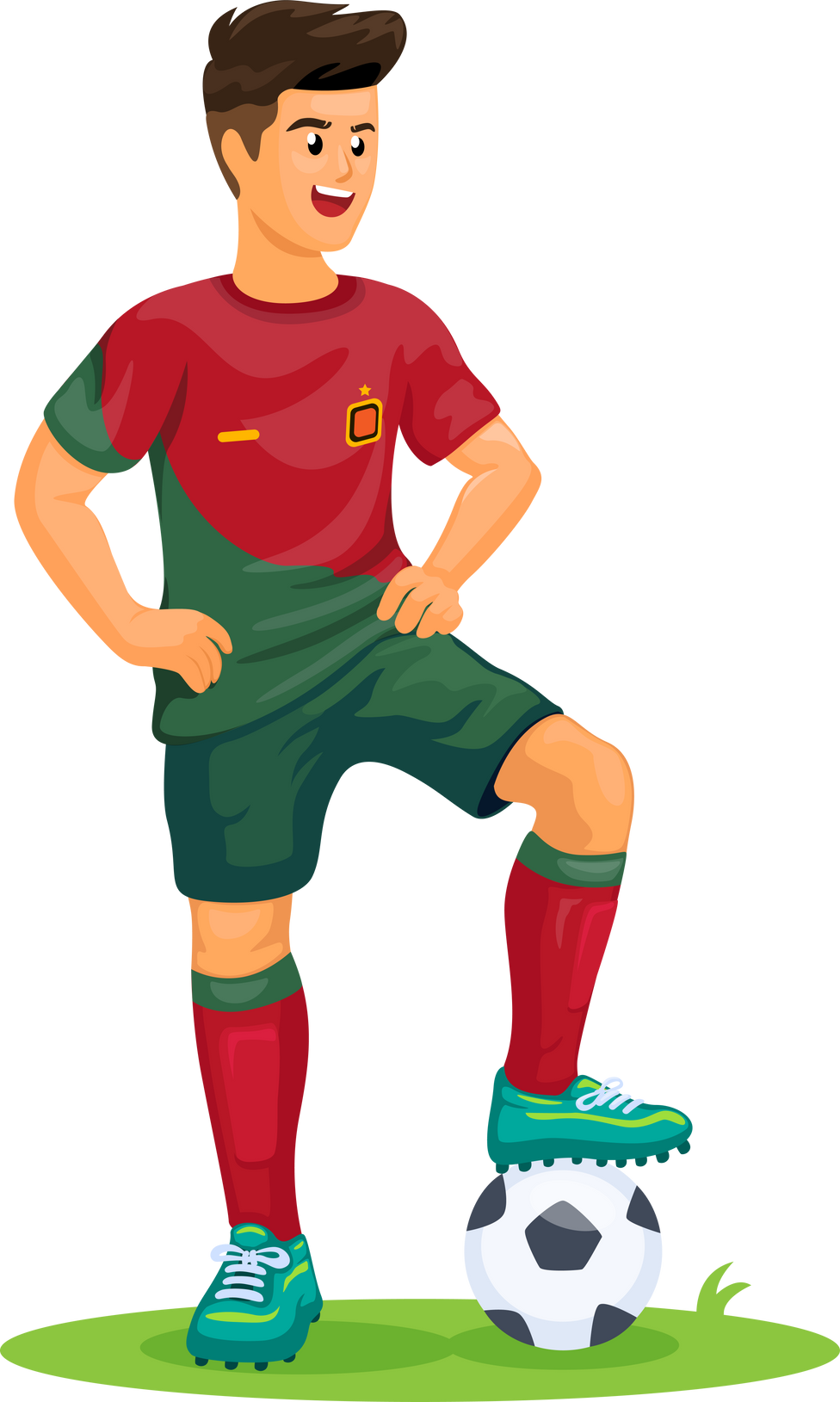 Portugal soccer athlete wear national team jersey cartoon illustration